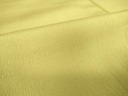 平和屋着物▽上質な色無地 単衣 お召縮緬 淡黄色 正絹 逸品 DAAV5017az