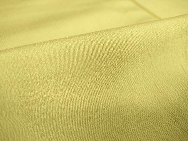 平和屋着物▽上質な色無地 単衣 お召縮緬 淡黄色 正絹 逸品 DAAV5017az
