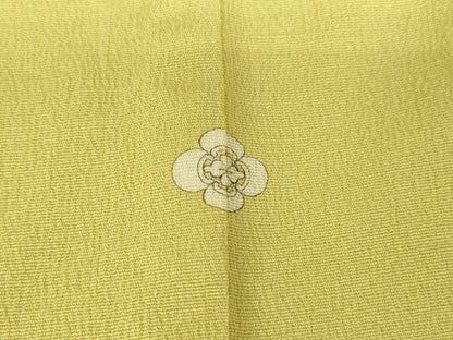 平和屋着物▽上質な色無地 単衣 お召縮緬 淡黄色 正絹 逸品 DAAV5017az