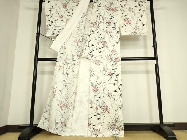 平和屋着物▽上質な小紋 単衣 草花文 正絹 逸品 DAAV5018az