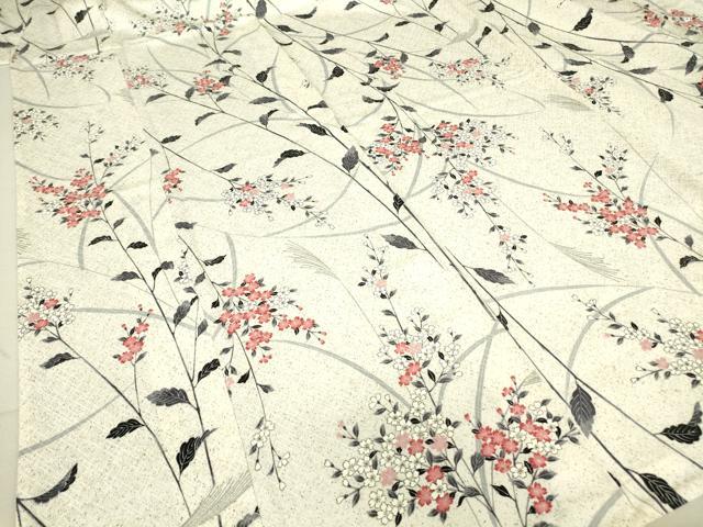 平和屋着物▽上質な小紋 単衣 草花文 正絹 逸品 DAAV5018az