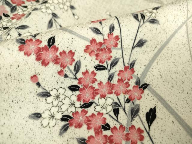 平和屋着物▽上質な小紋 単衣 草花文 正絹 逸品 DAAV5018az