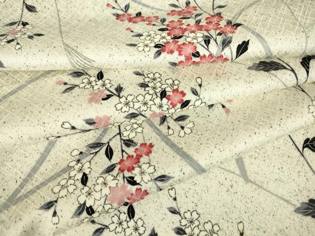 平和屋着物▽上質な小紋 単衣 草花文 正絹 逸品 DAAV5018az