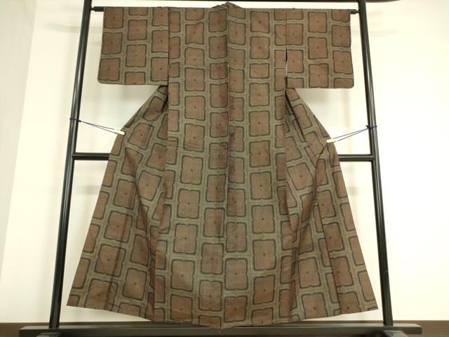 平和屋着物▽本場大島紬 7マルキ 単衣 絣花文 正絹 逸品 DAAV5019az