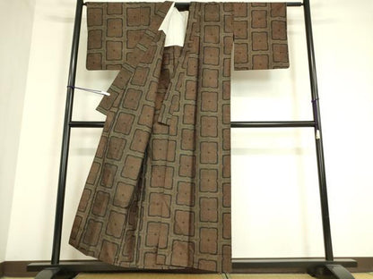 平和屋着物▽本場大島紬 7マルキ 単衣 絣花文 正絹 逸品 DAAV5019az