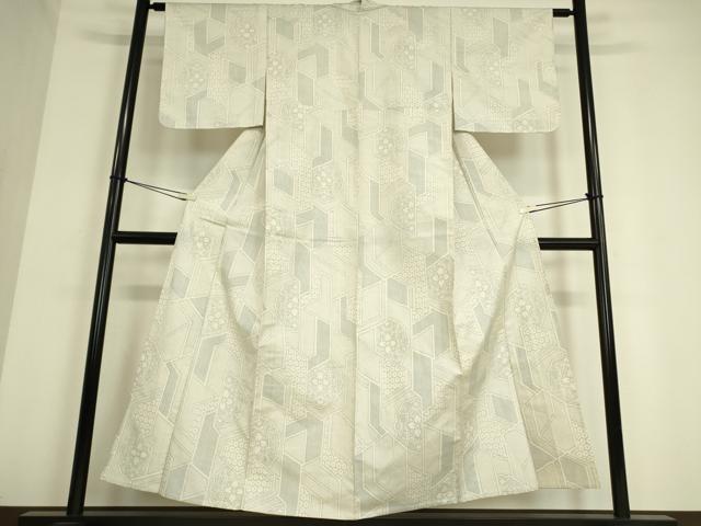 平和屋着物▽上質な紬 単衣 正倉院花文 正絹 逸品 DAAV5020az