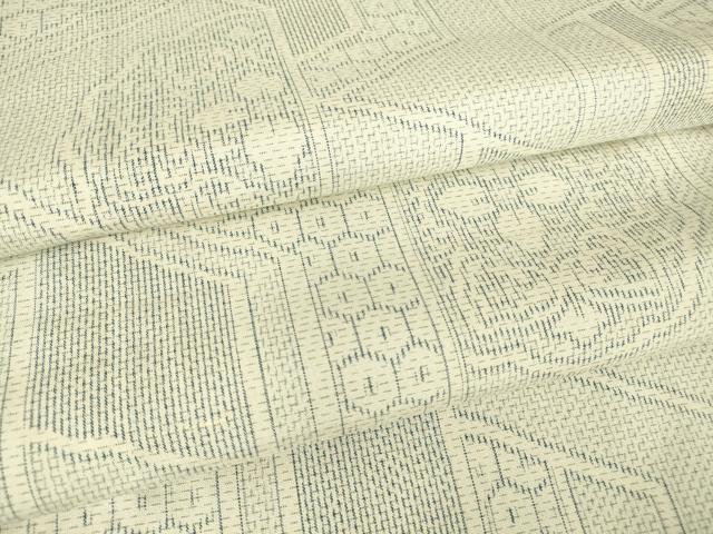 平和屋着物▽上質な紬 単衣 正倉院花文 正絹 逸品 DAAV5020az