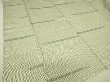 平和屋着物▽上質な紬 単衣 横段絣文 100亀甲 正絹 逸品 DAAV5023az