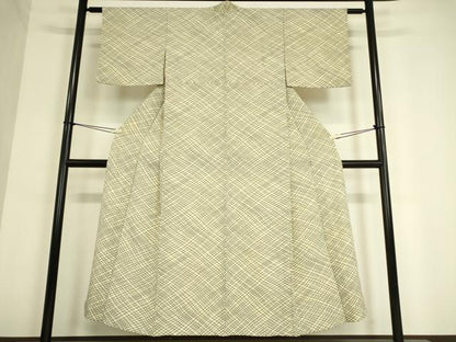 平和屋着物▽上質な小紋　単衣　網目文　正絹　逸品　DAAV5024az