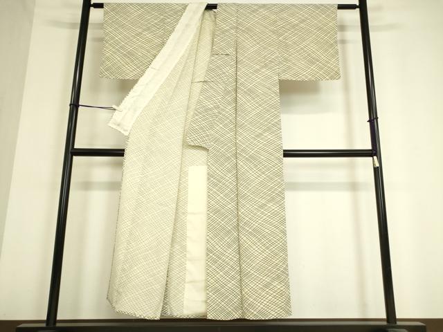 平和屋着物▽上質な小紋　単衣　網目文　正絹　逸品　DAAV5024az