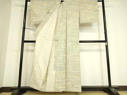 平和屋着物▽本場染大島紬 単衣 幾何学文 正絹 逸品 DAAV5025az