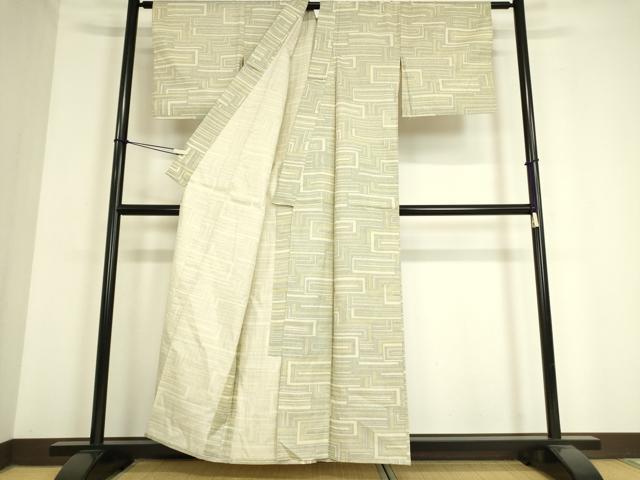 平和屋着物▽本場染大島紬 単衣 幾何学文 正絹 逸品 DAAV5025az