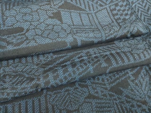 平和屋着物▽結城紬 単衣 風景牡丹文 正絹 逸品 DAAV5029az