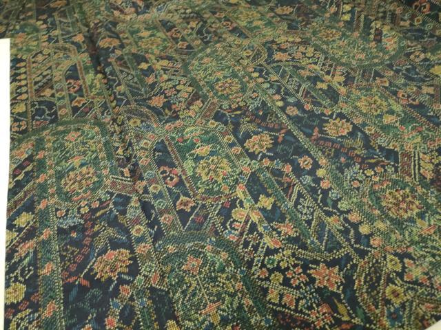 平和屋着物▽上質な紬 単衣 幾何学花文 正絹 逸品 DAAV5030az