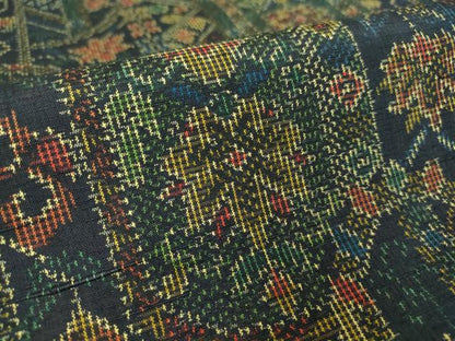 平和屋着物▽上質な紬 単衣 幾何学花文 正絹 逸品 DAAV5030az
