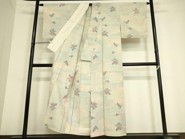 平和屋着物▽上質な紬 単衣 舞花文 正絹 逸品 DAAV5031az