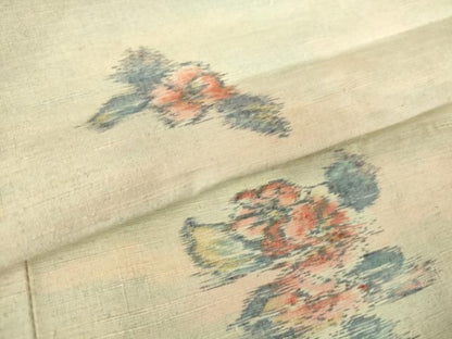 平和屋着物▽上質な紬 単衣 舞花文 正絹 逸品 DAAV5031az