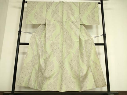 平和屋着物▽上質な紬 単衣 幾何学文 正絹 逸品 DAAV5037az