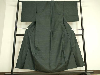平和屋着物▽東郷織物謹製 本場大島紬 単衣 絣文 黒地 正絹 逸品 DAAV5040az