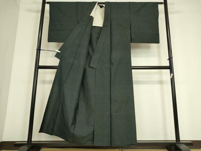平和屋着物▽東郷織物謹製 本場大島紬 単衣 絣文 黒地 正絹 逸品 DAAV5040az