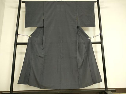 平和屋着物▽上質なお召 単衣 格子 正絹 逸品 DAAV5041az
