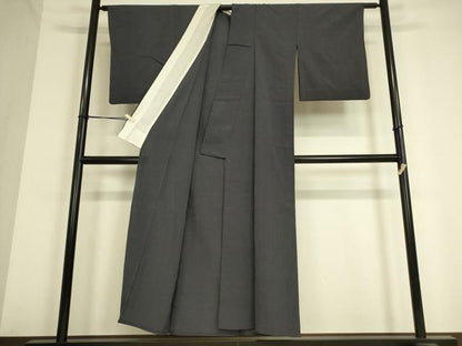 平和屋着物▽上質なお召 単衣 格子 正絹 逸品 DAAV5041az