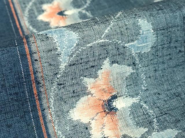 平和屋着物▽上質な紬 単衣 花唐草文 正絹 逸品 DAAV5043az