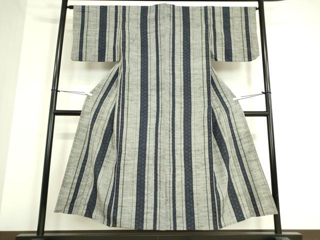 平和屋着物▽上質な紬 単衣 麻の葉間道 正絹 逸品 DAAV5046az