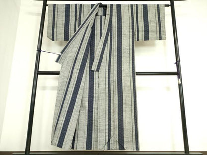 平和屋着物▽上質な紬 単衣 麻の葉間道 正絹 逸品 DAAV5046az