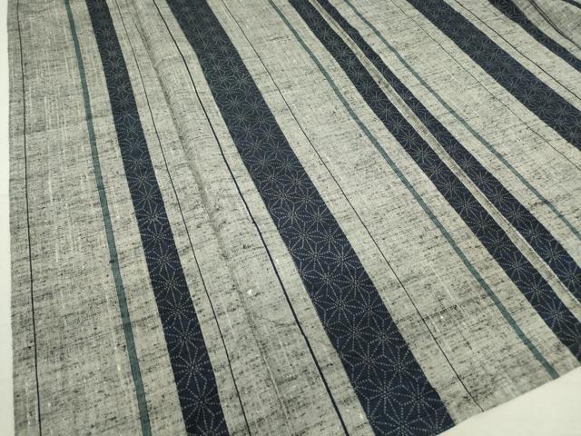平和屋着物▽上質な紬 単衣 麻の葉間道 正絹 逸品 DAAV5046az