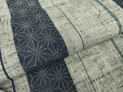 平和屋着物▽上質な紬 単衣 麻の葉間道 正絹 逸品 DAAV5046az