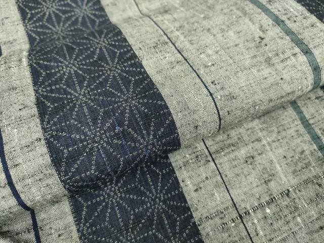 平和屋着物▽上質な紬 単衣 麻の葉間道 正絹 逸品 DAAV5046az