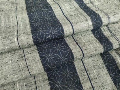 平和屋着物▽上質な紬 単衣 麻の葉間道 正絹 逸品 DAAV5046az