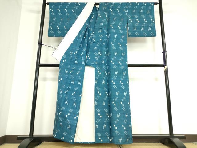 平和屋着物▽本場琉球紬 単衣 琉球絣文様 正絹 逸品 DAAV5051az