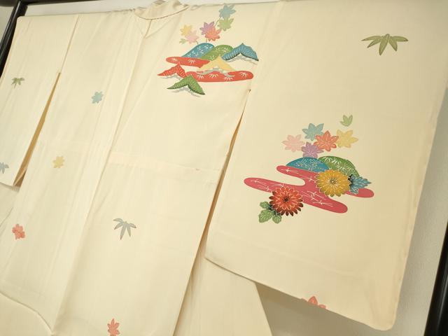 平和屋着物▽訪問着 単衣 型染め 霞吉祥花文 正絹 逸品 未使用 DAAV5054az