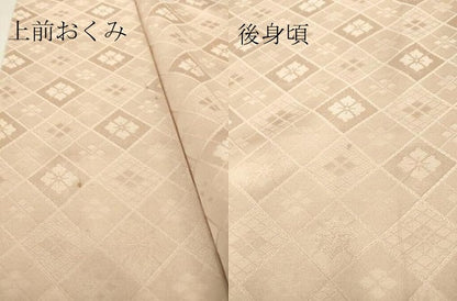 平和屋着物▽上質な色無地　単衣　花菱地紋　灰桜色　正絹　逸品　DAAV5057az