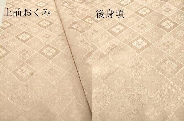 平和屋着物▽上質な色無地　単衣　花菱地紋　灰桜色　正絹　逸品　DAAV5057az