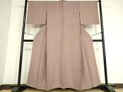 平和屋着物▽上質な色無地　単衣　源氏香花地紋　紅藤色　正絹　逸品　DAAV5058az