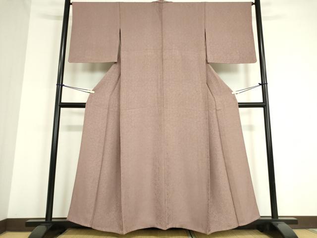 平和屋着物▽上質な色無地　単衣　源氏香花地紋　紅藤色　正絹　逸品　DAAV5058az