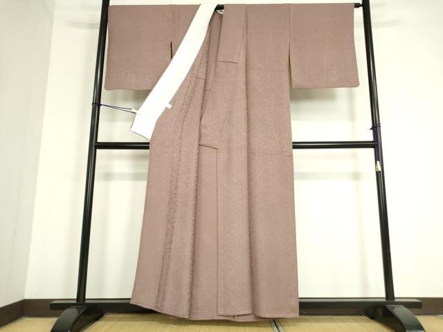 平和屋着物▽上質な色無地　単衣　源氏香花地紋　紅藤色　正絹　逸品　DAAV5058az