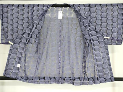平和屋着物▽道行コート スリーシーズン 春夏秋 塵除け 総レース 舞葉文 鳩羽色 未使用 DAAV5062az