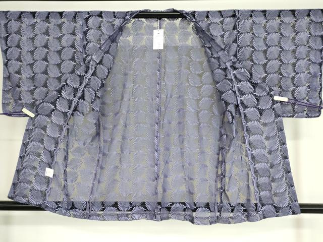 平和屋着物▽道行コート スリーシーズン 春夏秋 塵除け 総レース 舞葉文 鳩羽色 未使用 DAAV5062az