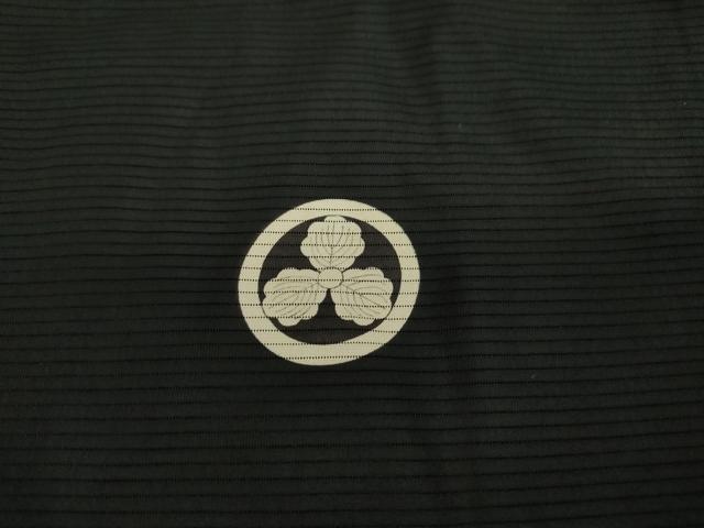 平和屋着物▽男性　黒紋付　長羽織　絽　正絹　逸品　DAAV5069az