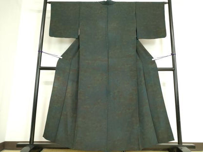 平和屋着物▽上質な小紋 単衣 草花文 鬼しぼ縮緬 正絹 逸品 DAAV5070az
