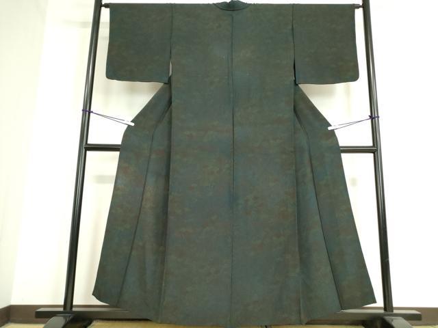 平和屋着物▽上質な小紋 単衣 草花文 鬼しぼ縮緬 正絹 逸品 DAAV5070az