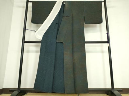 平和屋着物▽上質な小紋 単衣 草花文 鬼しぼ縮緬 正絹 逸品 DAAV5070az