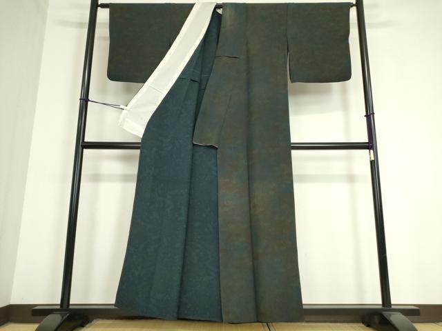 平和屋着物▽上質な小紋 単衣 草花文 鬼しぼ縮緬 正絹 逸品 DAAV5070az