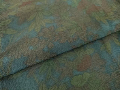 平和屋着物▽上質な小紋 単衣 草花文 鬼しぼ縮緬 正絹 逸品 DAAV5070az