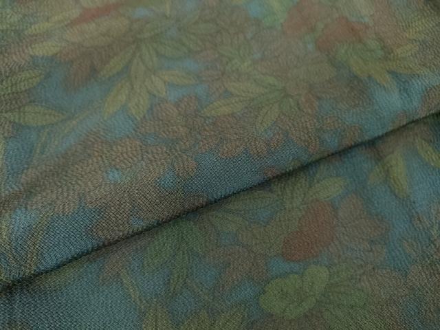平和屋着物▽上質な小紋 単衣 草花文 鬼しぼ縮緬 正絹 逸品 DAAV5070az