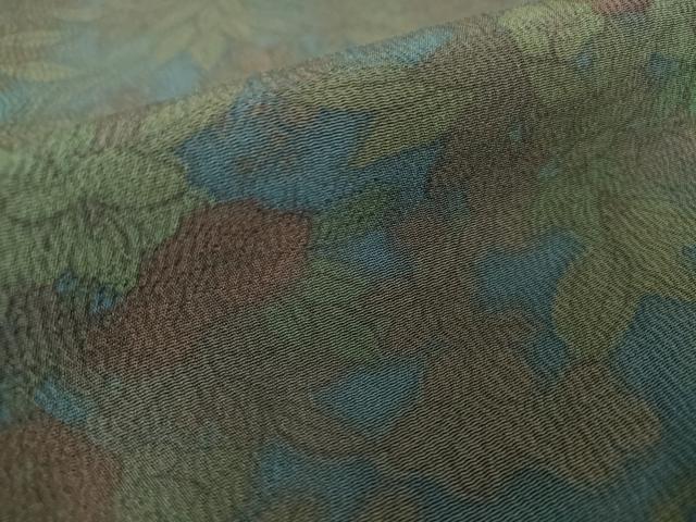 平和屋着物▽上質な小紋 単衣 草花文 鬼しぼ縮緬 正絹 逸品 DAAV5070az
